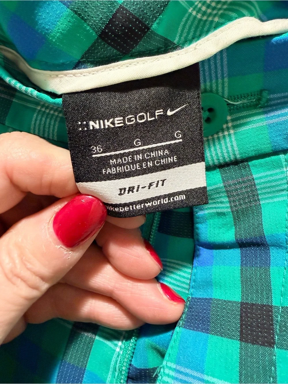 Nike Dri-FIT Hybrid Plaid Golf Shorts Performance Teal Multi Color 36